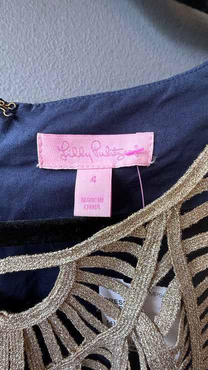 Gold Detail Jacquard Shift Dress