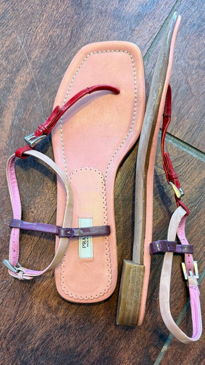 T Strap Leather Sandals
