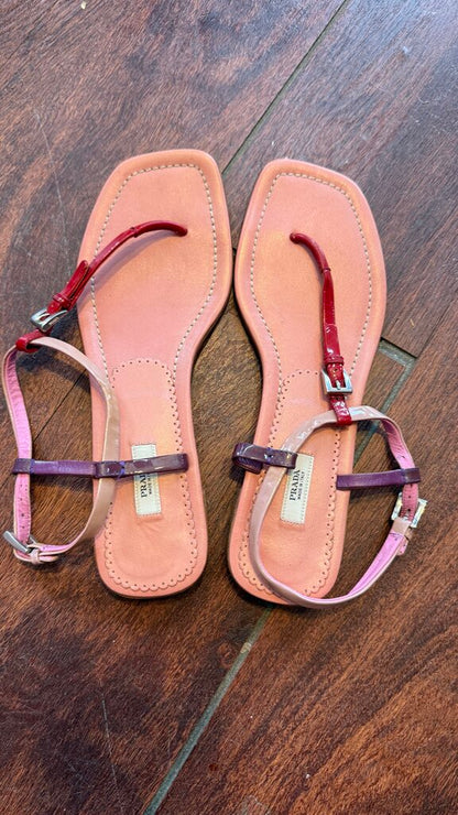 T Strap Leather Sandals