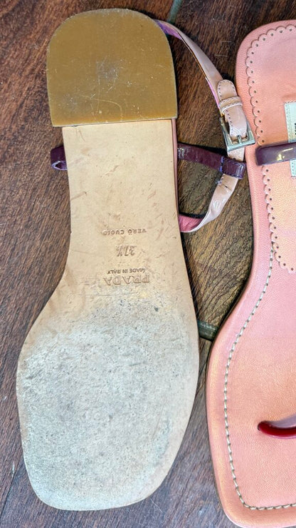 T Strap Leather Sandals