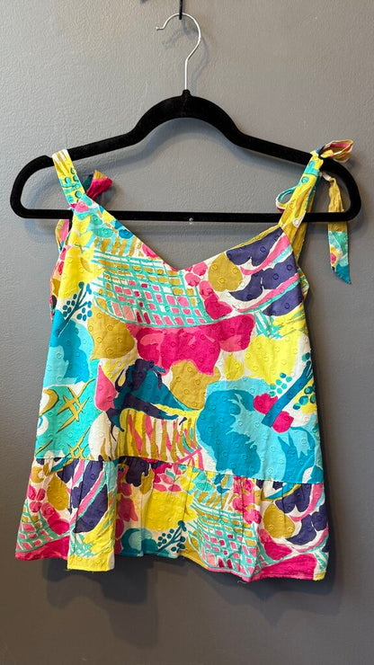 Tie Shoulder Peplum Tank