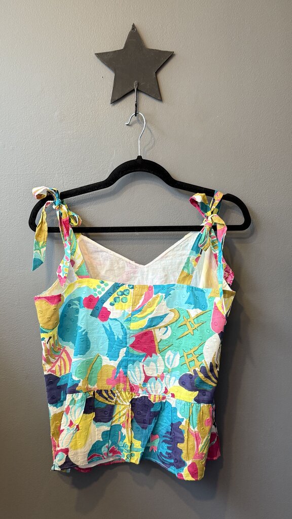 Tie Shoulder Peplum Tank