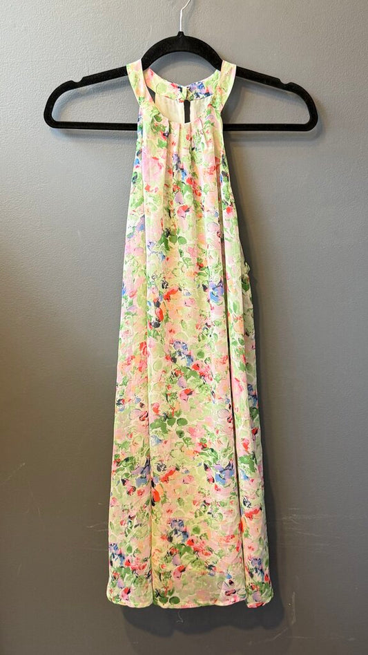 High Neck Floral Swing Dress