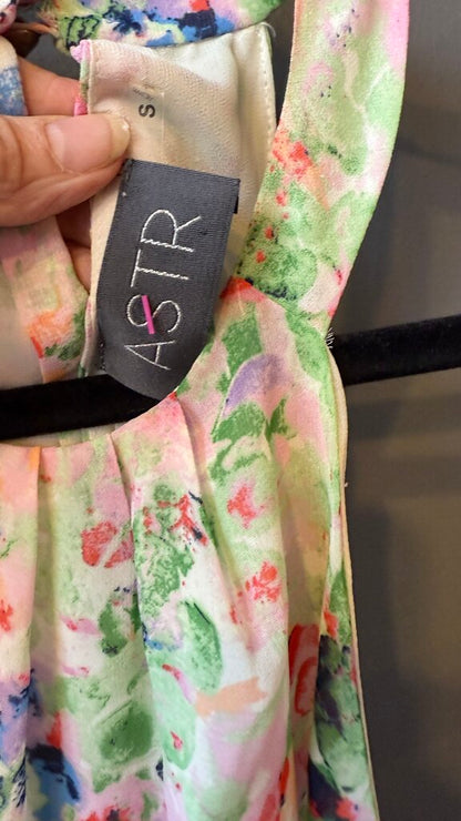 High Neck Floral Swing Dress