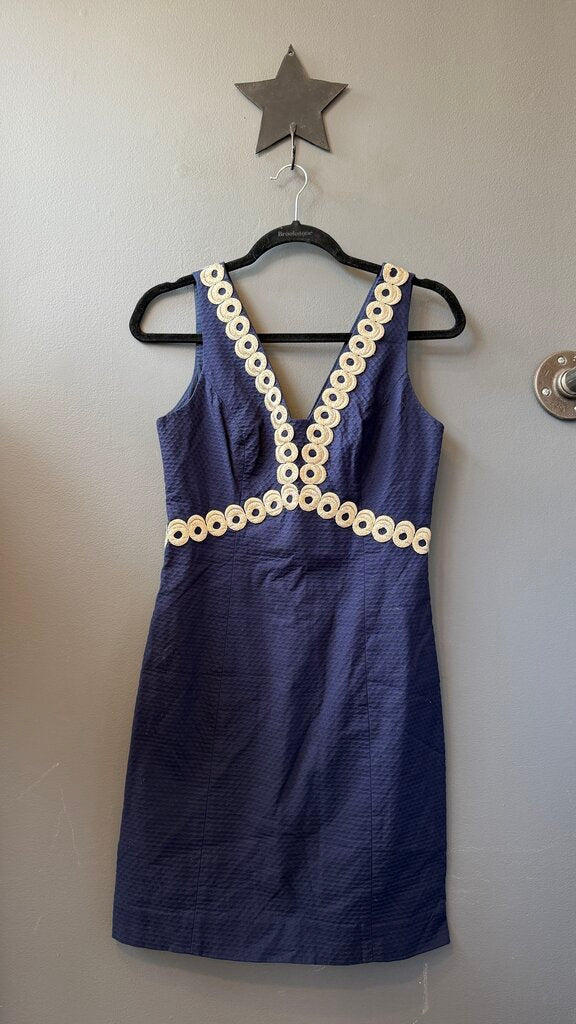 Esme Gold Lace Trim Shift Dress