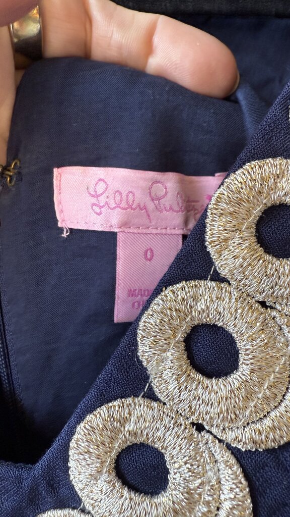 Esme Gold Lace Trim Shift Dress