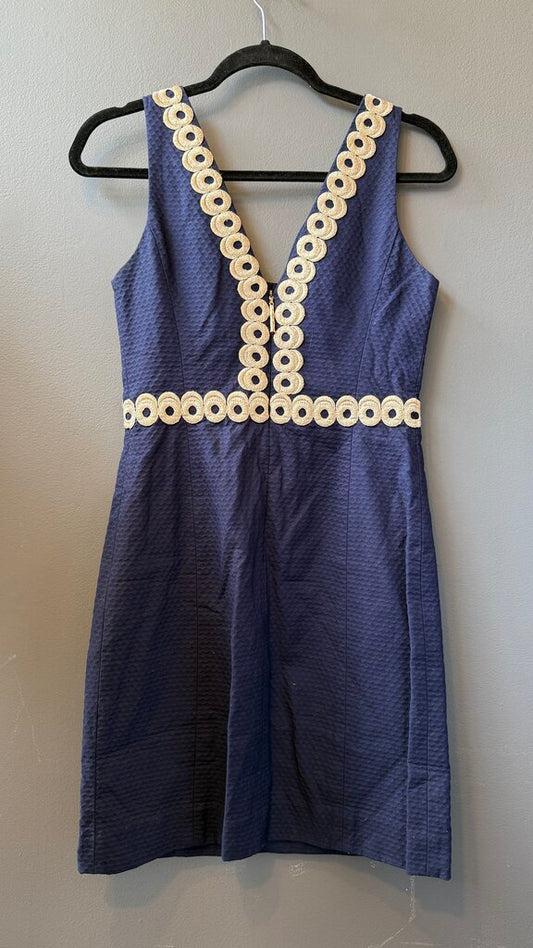 Esme Gold Lace Trim Shift Dress