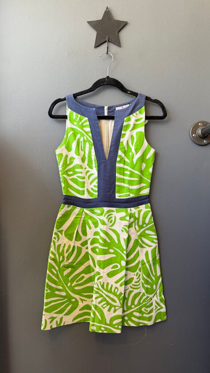 Woven Split Neck Fit Flare Dress