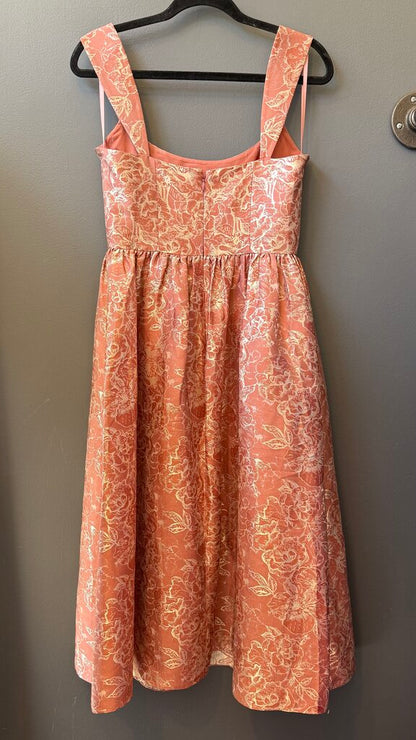 Metallic Fit Flare Midi Dress