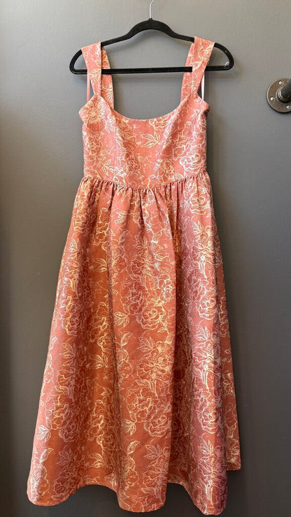 Metallic Fit Flare Midi Dress