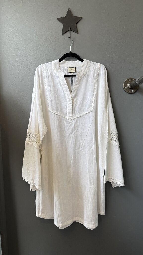 Lace Trim Mini Caftan Dress