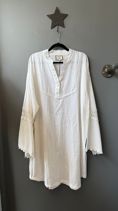 Lace Trim Mini Caftan Dress