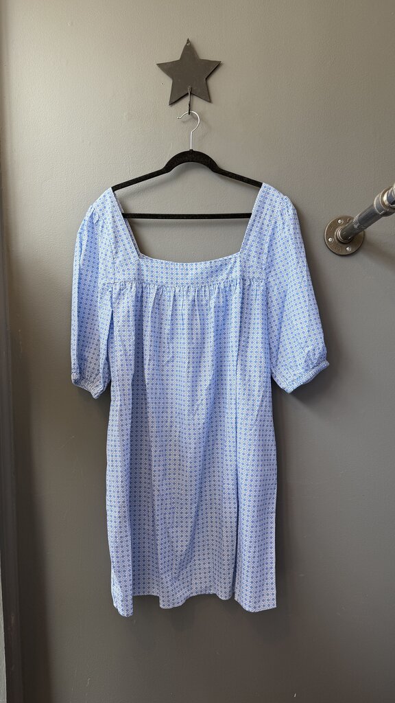 Cane Print Square Neck Shift Dress