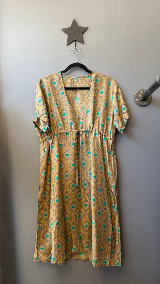 Silk Drawstring Midi Caftan