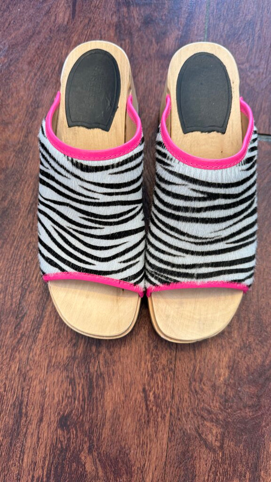 Zebra Peep Toe Clogs