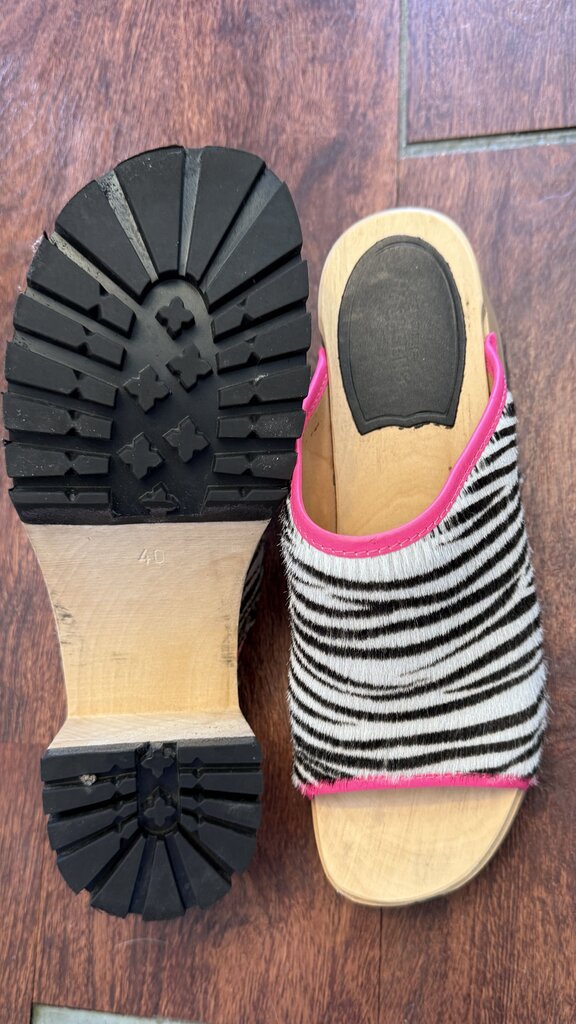 Zebra Peep Toe Clogs