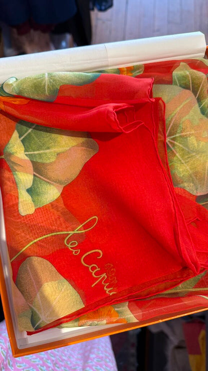 Les Capucines Silk Scarf 90 cm