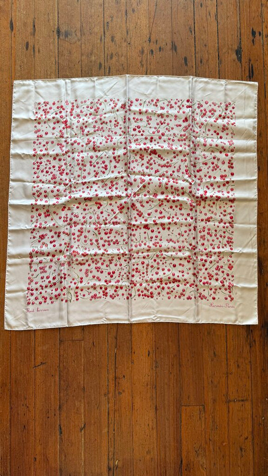 Red Berries Silk Scarf 90 cm