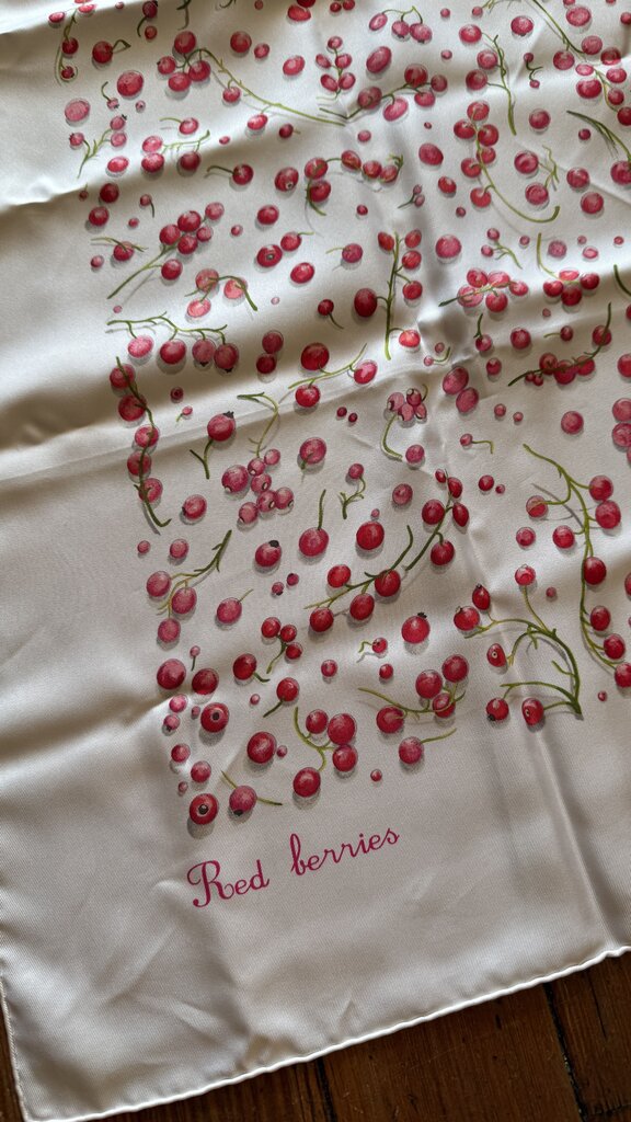 Red Berries Silk Scarf 90 cm