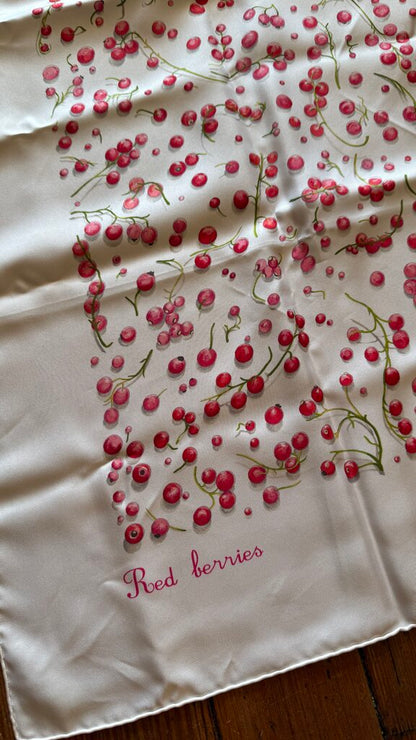 Red Berries Silk Scarf 90 cm