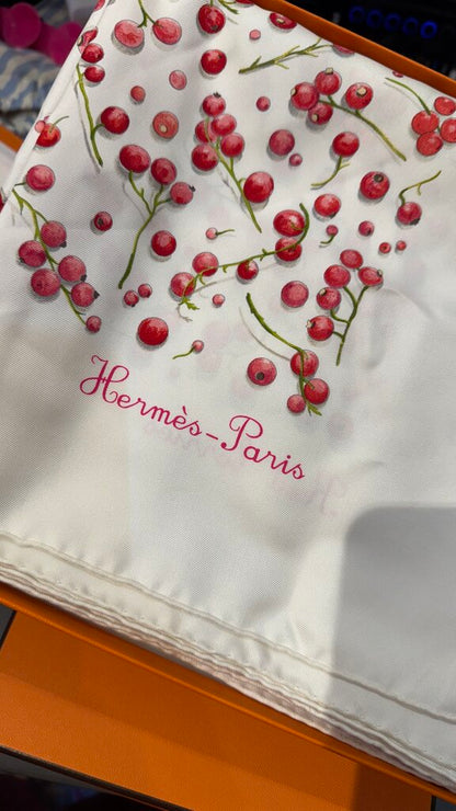 Red Berries Silk Scarf 90 cm