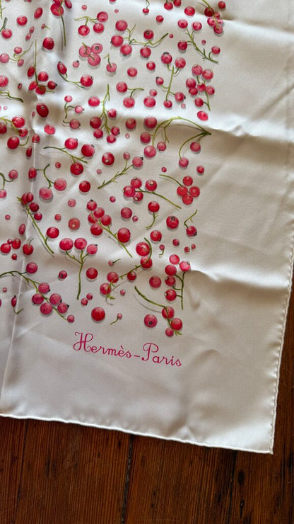 Red Berries Silk Scarf 90 cm
