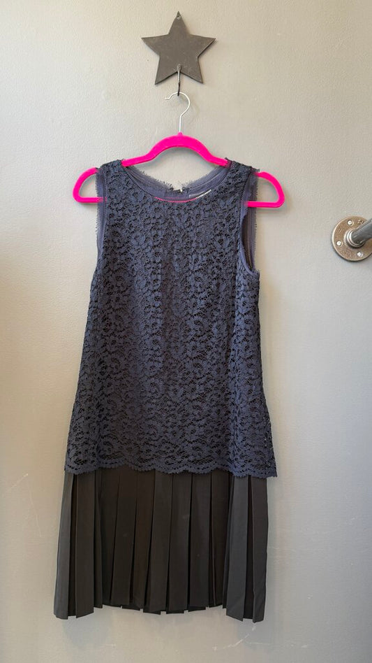 Lace Pleated Drop Hem Dress