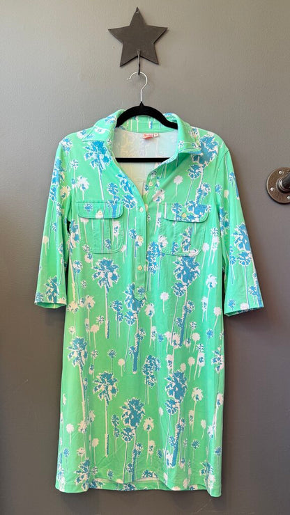Pocket Palm Tree Popover Shirtdress