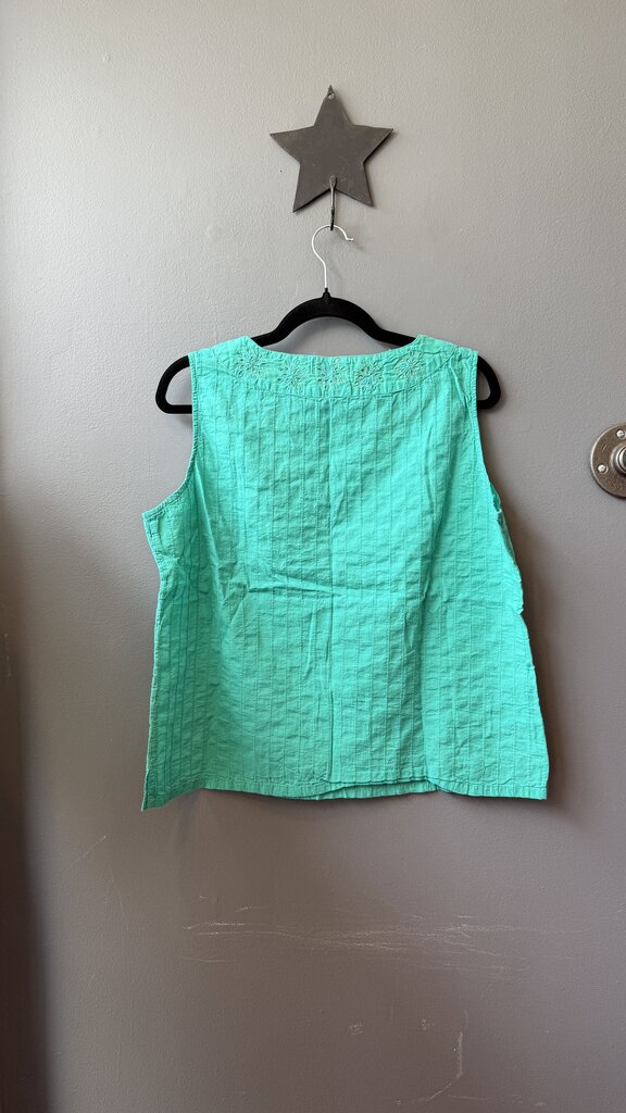 Eyelet Trim Sleeveless Top