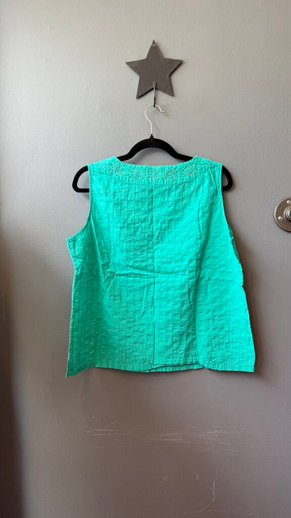 Eyelet Trim Sleeveless Top