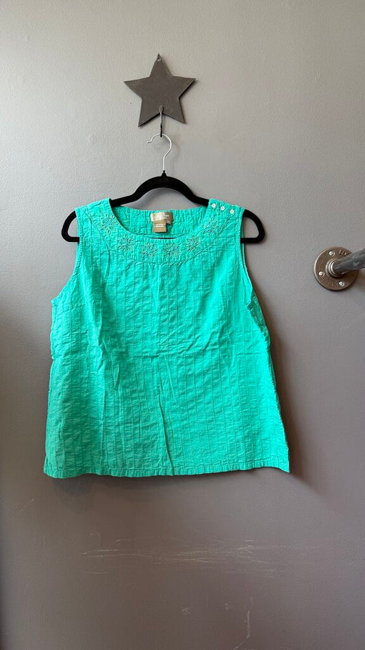 Eyelet Trim Sleeveless Top