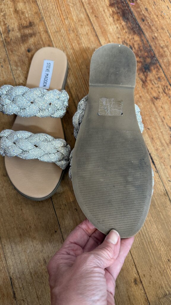 Rhinestone Braided Flat Sandals