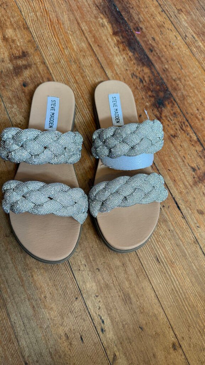 Rhinestone Braided Flat Sandals