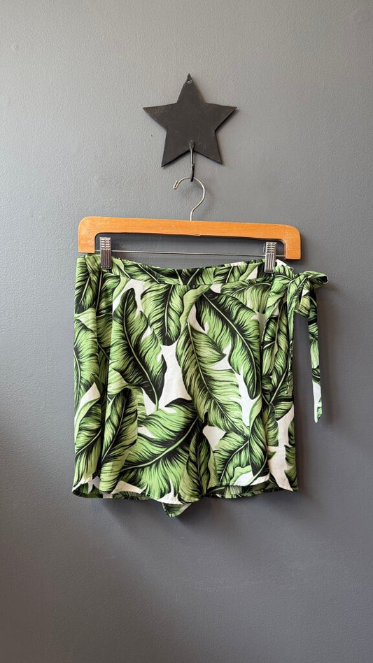 Palm Print Wrap Skort