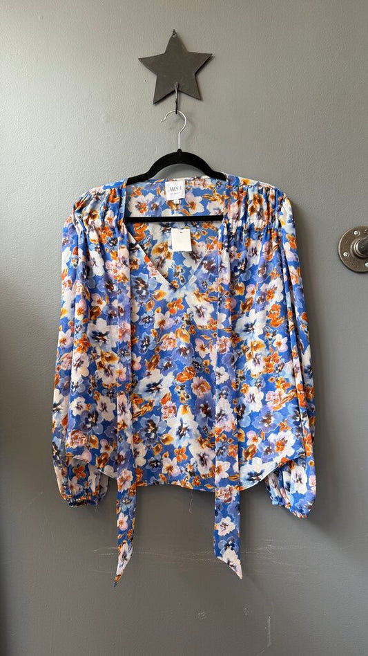 Floral Tie Neck Blouse