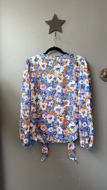 Floral Tie Neck Blouse