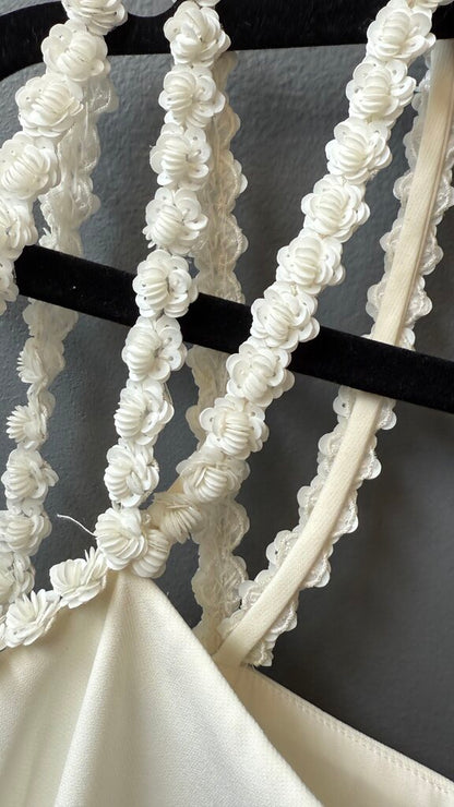 Flower Sequin Strap Sheath Midi Dress