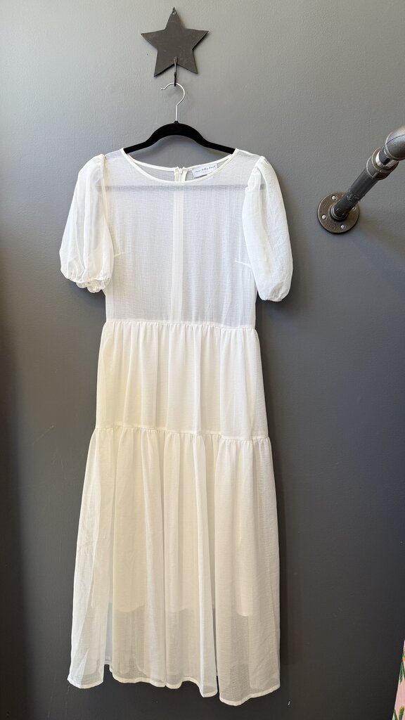 Sheer Puff Sleeve Midi Dress