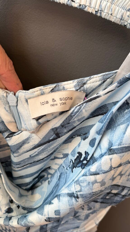 Leaf Print Full Skirt Maxi Dress