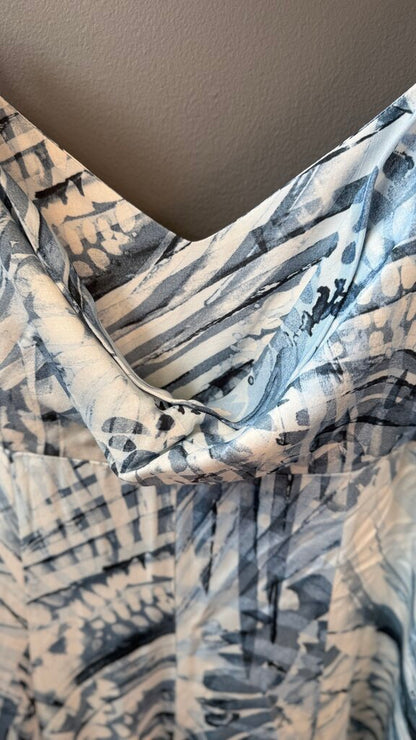 Leaf Print Full Skirt Maxi Dress