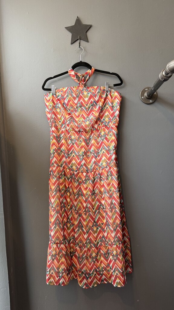 Triangle Print Halter Midi Dress