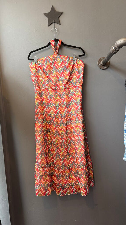 Triangle Print Halter Midi Dress