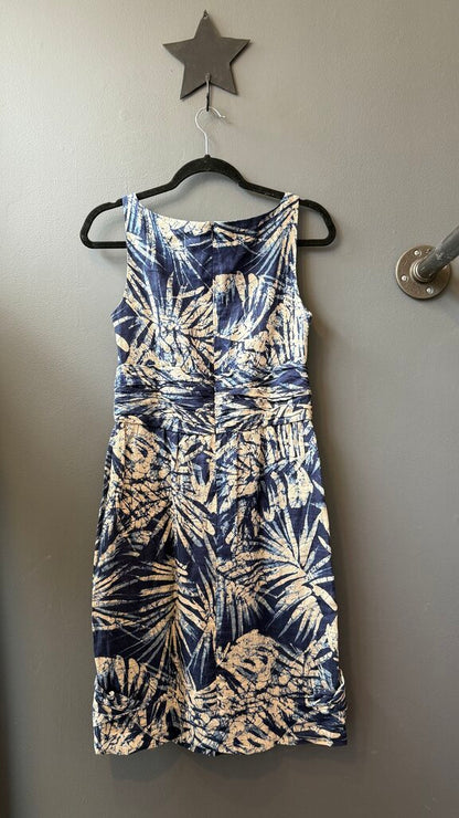 Linen Surplice Full Skirt Dress