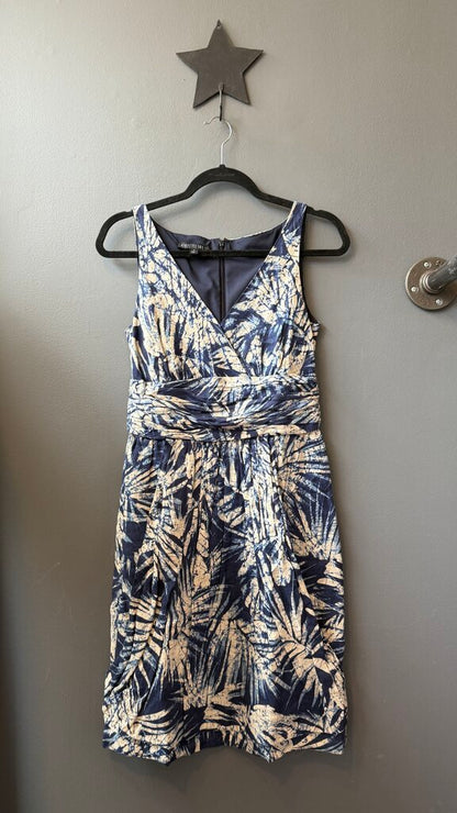 Linen Surplice Full Skirt Dress