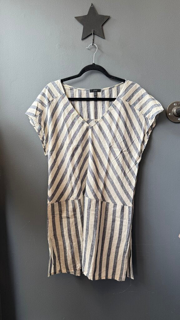 Linen Cotton Stripe Shift Dress
