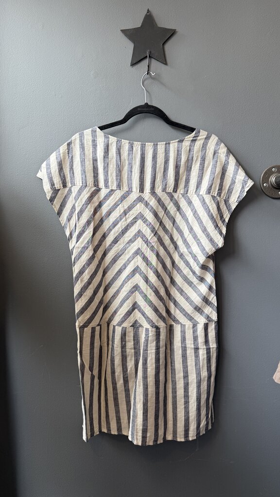 Linen Cotton Stripe Shift Dress