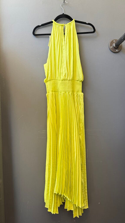 High Neck Pleated Midi Dress