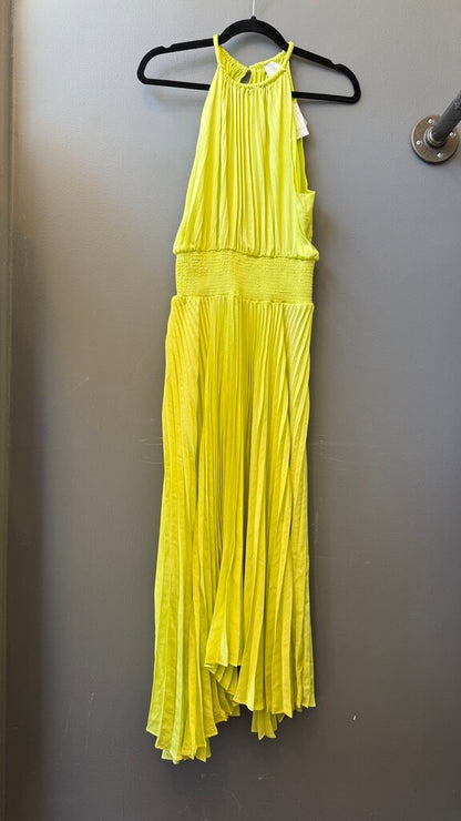 High Neck Pleated Midi Dress