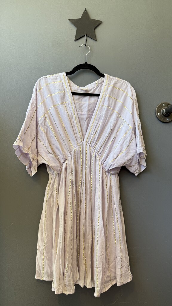Gold Stripe Gauze Dress