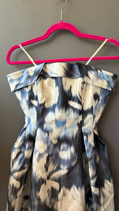 Strapless Ikat Floral Gown